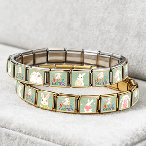 Serie Conejito de Pascua, Charms Modulares Italianos para Pulsera, Acero Inoxidable, Accesorios Desmontables para Correa de Reloj, Regalo Unisex - Product Image 3