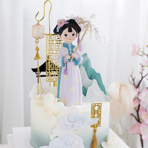 Decoraciones para pasteles, Serie Court, Muñeca Antigua I am Gege, Adornos de sombrilla pequeños estilo chino para regalo - Product Image 4