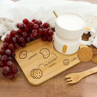Plateau en bambou biodégradable et écologique personnalisé avec logo pour le petit-déjeuner, base antidérapante, minimaliste, pour café et thé, fait main, vente en gros