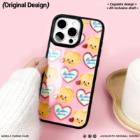 Coque de téléphone magnétique pour iPhone 17/17 Pro/17 Pro Max/16/16 Pro/16 Pro Max avec motif ours doré et bordure noire, doublure floquée