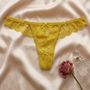 Tangas de encaje floral para mujer al por mayor, bragas huecas transparentes de malla, tanga de corte bajo, transpirables, de color liso, ropa interior sexy para mujer - Product Image 3