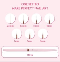 Ensemble de 7 pinceaux professionnels pour nail art à pointe ultra fine non-casseable, manche en aluminium rose doré, pour détails, peinture et UV Gel
