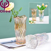 Centre de Table de Luxe Vintage Moderne Soufflé à la Main Électrolytique Ambre Clair Fumé Arc-en-Ciel Vases en Verre Coloré pour Fleurs