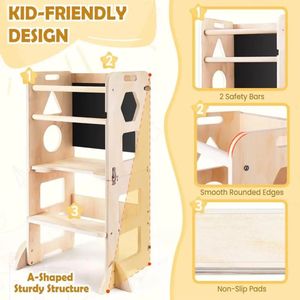 Cadre d'escalade d'intérieur pour enfants Montessori tour d'aide pliante pour tout-petits tour d'apprentissage en <span class=keywords><strong>bois</strong></span> <span class=keywords><strong>jouet</strong></span> de repose-pieds de <span class=keywords><strong>cuisine</strong></span> - Product Image 6