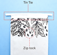 Sachet d'emballage de café en papier kraft personnalisé avec fermeture thermoscellable pour grains de café entiers et haricots noirs, avec lien métallique