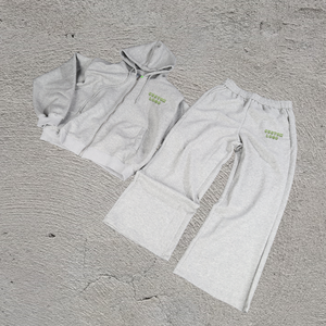 Personalizado en blanco Zip Up Hoodie Joggers Baggy Fleece algodón Pantalones de chándal y Sudadera con capucha Conjunto 450gsm Bordado Logo Chándales para los hombres - Product Image 2