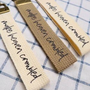 Custom Cream Circle Jet Tag Embroidery Keychain Wristlet <b>Key</b> Fob in Jet Tag Canvas Fabric Made <b>Leather</b> Plush Nylon-for Gifts - Product Image 5