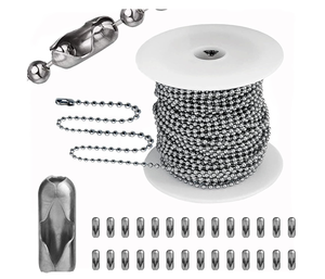 Hoge Kwaliteit Roestvrij Staal 304 Metalen Kralenkettingen Sleutelhanger Klassieke Stijl Kogelkraal Met Kleine Connectoren Sluitingen - Product Image 1