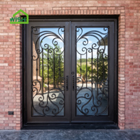 Porte d'entrée principale de maison au design moderne en acier forgé avec panneau latéral – Prix compétitifs