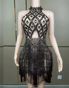 Vestido de fiesta corto de lujo para mujer europea americana verano Sexy espalda descubierta hueco cuello en V 9 colores Material de gasa Natural - Product Image 6
