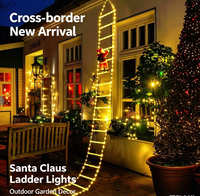 Guirlande lumineuse LED de Noël en gros, Père Noël grimpant sur une échelle, décoration murale ou de fenêtre, 8 modes, ornement de Noël pour intérieur et extérieur
