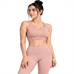 Ensemble de yoga pour femmes, couleur unie, soutien-gorge de sport à bretelles, short taille haute, Pilates, gym, fitness, entraînement, vêtements de sport, deux pièces personnalisées - Product Image 1