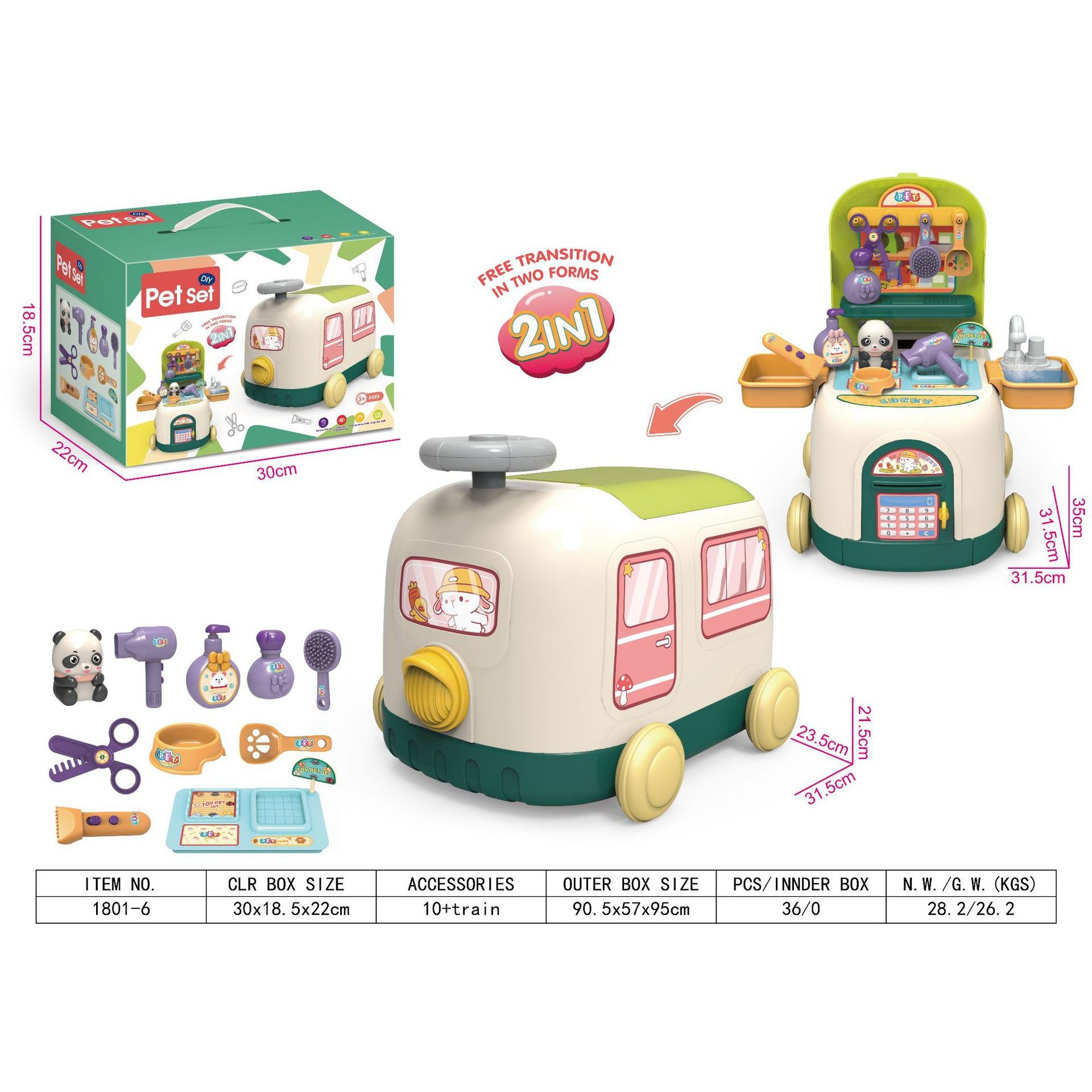 Ensemble de rangement pour train [Version animaux] - Boîte couleur anglaise