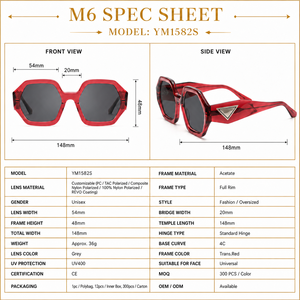 Lunettes de soleil en acétate polarisées pour femmes et hommes, faites à la main, verres UV400, logo métallique 3D personnalisé - Product Image 3