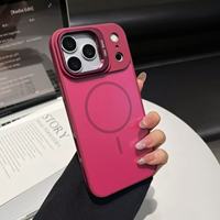 Coque antichoc magnétique mate pour iPhone 17 16 15 14 Pro Max avec support et protection d'objectif de caméra dissimulée, compatible charge sans fil, ajustement fin