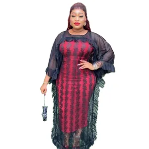 H & D özelleştirmek moda örgü pilili patchwork elbise afrika artı boyutu kadın halter iki parçalı set