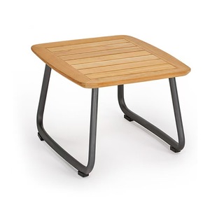 Outdoor Coffee <b>Table</b> <b>Wood</b> Slatted <b>Table</b> Metal Frame Patio <b>Garden</b> Lounge Furniture - Product Image 6