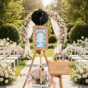 Photomaton de mariage en bois (avec support d'imprimante) compatible avec <span class=keywords><strong>DS620</strong></span> ; adapté aux iPad et aux appareils photo reflex numériques - Product Image 1