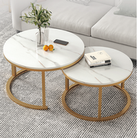 Mobilier de maison contemporain au design moderne Table basse ronde en verre avec pieds en métal