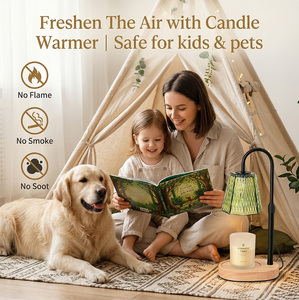 Lámpara Calentadora de Velas Eléctrica de Estilo Mid-Century, <span class=keywords><strong>Verde</strong></span> con Relieve Dorado, Altura Ajustable, Ideal como Regalo para Mamá, Decoración del Hogar - Product Image 2