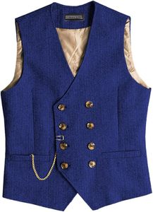 Veste de <span class=keywords><strong>costume</strong></span> pour <span class=keywords><strong>homme</strong></span> en gros, <span class=keywords><strong>gris</strong></span>, en laine à chevrons, tweed vintage, style steampunk, col en V, coupe ajustée, vestes de cérémonie formelles - Product Image 5