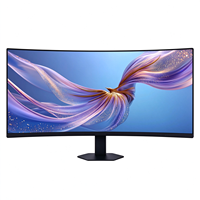 Monitor Komputer LED Hitam VA HDR 4K60Hz 34 Inci Baru, Waktu Respons 5ms, Ketinggian Dapat Disesuaikan, Dudukan Putar, Dual DP/Port, Bisnis