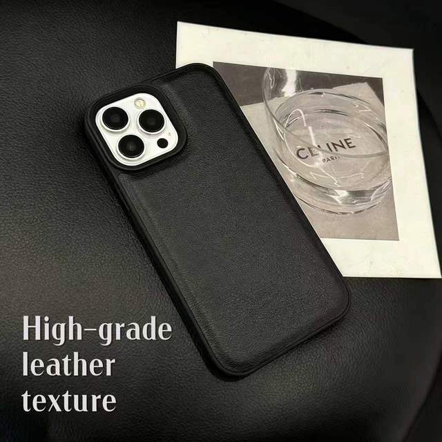Custom Business Premium Lychee Grain Leather Texture Phone Case Slim Shockproof TPU Pebbled Cover for iPhone 17 16 15 14 Pro Max