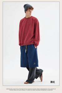 Unisex Crew Neck Pullover Sweatshirt Solid Color Oversized Fit Casual Autumn Wear Knitted Cotton Regular Sleeve - Product Image 2