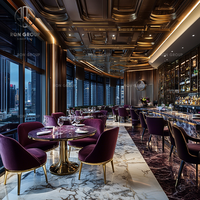 Ensemble de meubles de restaurant sur mesure Ron Group, ensemble commercial, chaise ergonomique rembourrée en velours, table ronde en marbre