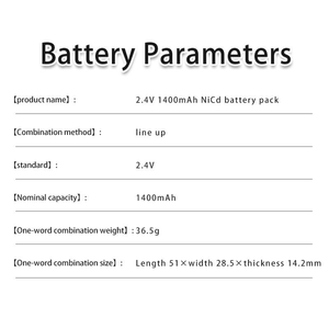 Paquete <span class=keywords><strong>de</strong></span> batería <span class=keywords><strong>de</strong></span> níquel <span class=keywords><strong>cadmio</strong></span> 2,4 V 1400mAh Paquete <span class=keywords><strong>de</strong></span> batería recargable Tamaño AA <span class=keywords><strong>para</strong></span> batería <span class=keywords><strong>de</strong></span> coche <span class=keywords><strong>de</strong></span> control remoto - Product Image 6