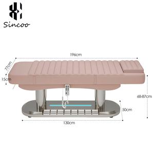 Cama de Masaje Eléctrica de 3 Motores para Estética Facial y Cosmética de Alta Calidad, Diseño Moderno en Color Rosa para Salón de Belleza - Product Image 5