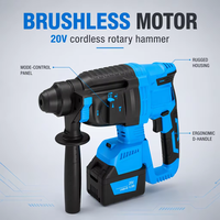 Marteau perforateur sans fil 20V Lithium-ion sans balais, énergie d'impact 2.5J, pour travaux de perçage du béton, du bois et de l'acier