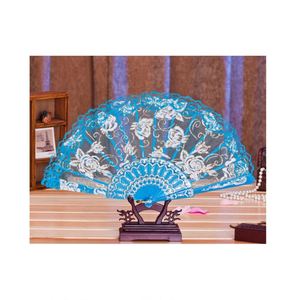 Luxury Red Lace Folding Fan Plastic Bride Hand Fan Spanish Lolita Lace Fan Wedding Party Favor <b>Gift</b> - Product Image 5