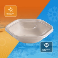Boîte à salade hexagonale en pulpe de canne à sucre biodégradable avec couvercle en PET haute transparence, style minimaliste et tendance