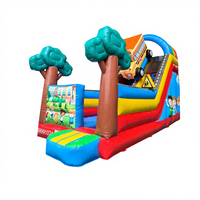 Toboggan Gonflable Géant pour Enfants, Thème Bus Scolaire Aventure, Toboggan Géant de la Jungle, Structure de Saut en PVC de Qualité Commerciale pour Location de Fêtes en Extérieur