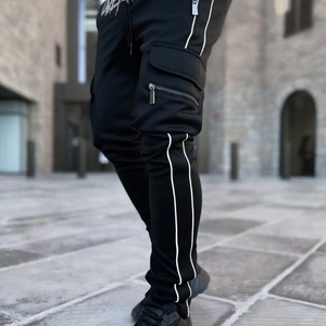 Wholesale Price Fashion Street Style Side <b>Cargo</b> Pockets Black Customize logo Skinny Men Track <b>Pants</b> - Product Image 4