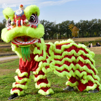 Costume de danse du lion chinois authentique, fait main, réaliste, tenue de performance pour deux lions