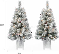 Arbres de Noël à neige floqués pré-éclairés en gros d'usine avec lumières LED Arbres décoratifs de Noël