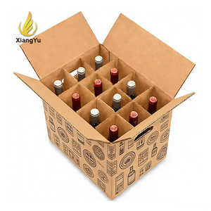 Boîte à vin en carton ondulé pour 12 bouteilles avec séparateurs découpés, écologique, personnalisable, directement de l'usine, pour l'expédition et le stockage du vin rouge - Product Image 1