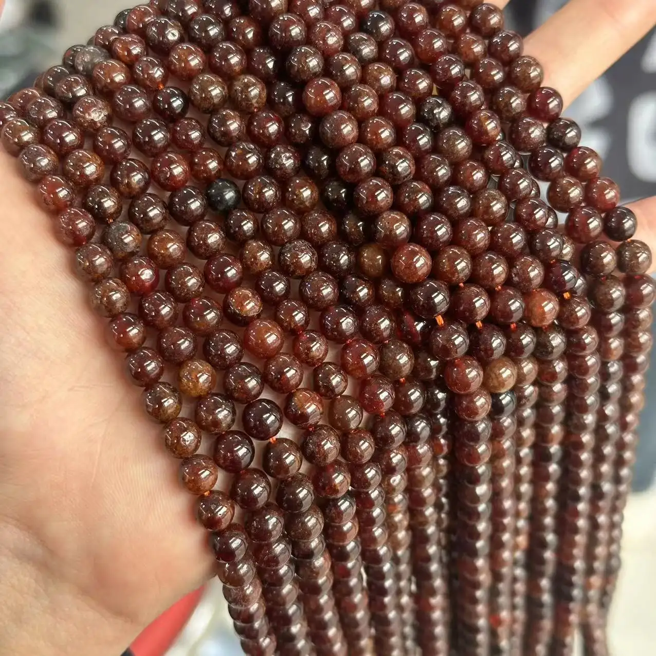 6.5mm di colore arancione naturale granato perline sfuse pietre preziose di cristallo rotonde 8mm di granato di pietre sciolte per la creazione di gioielli