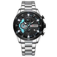 Montre Homme CURREN 8402 de Luxe Tendance Sportive à Quartz avec Date Chronographe Aiguilles Lumineuses Étanche 3 ATM