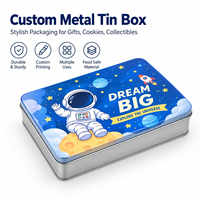 Boîte à biscuits rectangulaire personnalisée en métal de qualité alimentaire pour emballage cadeau de bonbons, vente en gros OEM