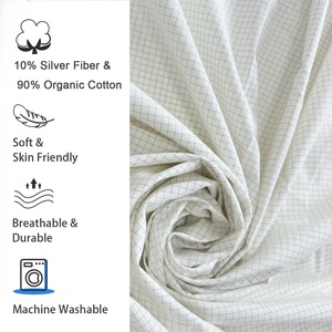 10% <strong>Silver</strong> Fiber and 90% Organic Cotton Grounding Flat Sheets Plaid Style Earthing Bed Sheet <strong>Bedding</strong> for Healthy Sleep at Home - Product Image 4
