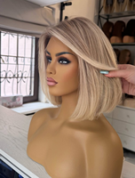 Perruque Sheitel juive de luxe en cheveux humains bruts européens, coupe bob, avec dentelle, nœuds simples, nœuds invisibles, pré-épilée, ligne de cheveux naturelle