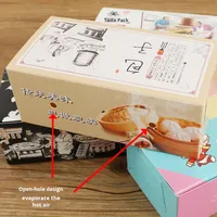 Livraison gratuite boîte d'emballage à emporter de petit pain traditionnel chinois boîte de papier jetable pour petit pain cuit à la vapeur Xiaolongbao Sushi UV