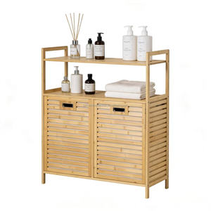 Mueble <span class=keywords><strong>de</strong></span> Baño Moderno <span class=keywords><strong>de</strong></span> Bambú con 2 Puertas, Cesto <span class=keywords><strong>de</strong></span> Ropa <span class=keywords><strong>de</strong></span> Gran Capacidad para Sala <span class=keywords><strong>de</strong></span> Estar, Dormitorio, Hotel, Hospital - Product Image 5
