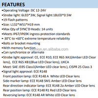Neue LED-Blitzwarnleuchte R65 ECE R148 IP69K 12-24V 19 Blitz Notfall-Signalleuchte für LKW, Transporter und Baufahrzeuge