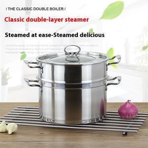 Pot à <span class=keywords><strong>soupe</strong></span> et à bouillon en acier inoxydable épais à double couche avec double fond et double oreilles à angle droit-Pot cadeau - Product Image 4