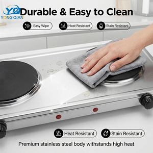 Plaque chauffante <span class=keywords><strong>électrique</strong></span> à double brûleur haute puissance 2000 W pour usage domestique, à conduction thermique solide - Product Image 5