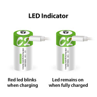 Baterai C Isi Ulang Grosir Tipe-C USB 5000mWh Garansi 2 Tahun Hijau+Putih 1.5V Lithium Ion Ukuran C Smartoools